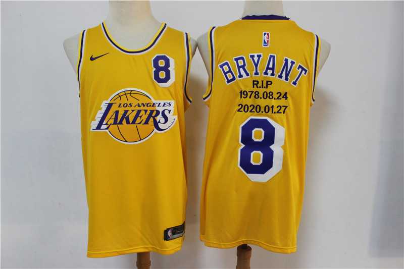 Lakers 8 Kobe Bryant Yellow Nike R.I.P Swingman Fashion Jersey,We sell and wholesale Lakers 8 Kobe Bryant Yellow Nike R.I.P Swingman Fashion Jersey on line form chian!